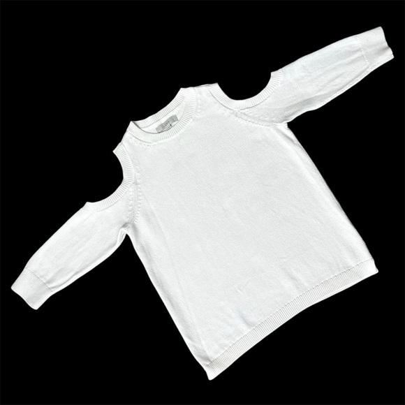 LOFT Cold Shoulder Cream Crew Neck Sweater Size L - Picture 1 of 7